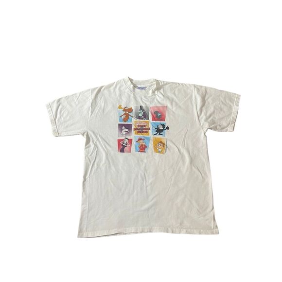 True Vintage 90s Rocky & Bullwinkle Cartoon Tee – AllSport MaxWeight – Made in U - Picture 1 of 7